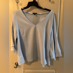 Lane Bryant Soft Blue V-Neck Blouse - Spring, Summer, Plus Size, Business Casual